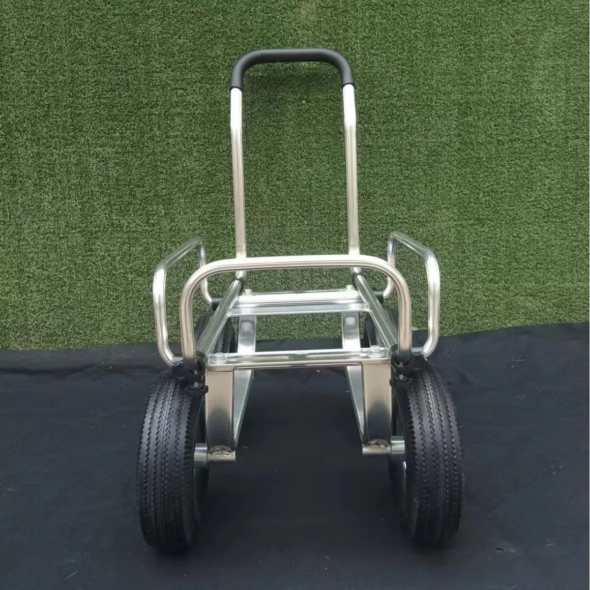 Aluminum four wheel silent flatbed handcart with frame four wheel cargo pulling flatbed handcart