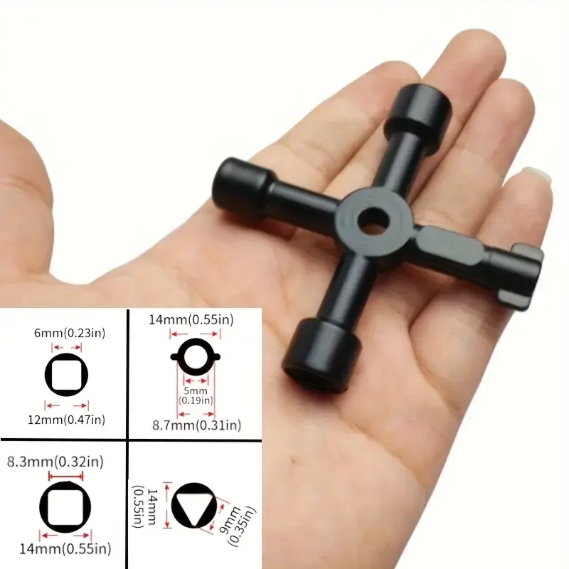 4 في 1 فائدة مفتاح مثلث لوحة مربعة أداة فتاحة متقاطعة لخزانة كهربائية مقياس الغاز صمام الحنفيات السباكة