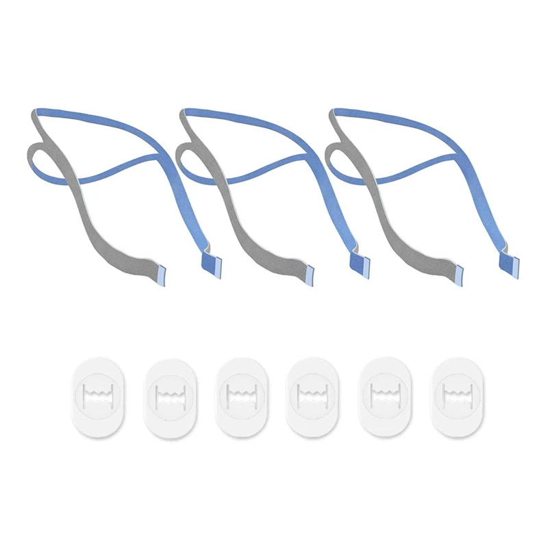 교체용 헤드기어, ResMed Airfit P10 비강 베개, CPAP 스트랩, 어깨 스트랩 3 개 및 조정 클립 6 개, A 