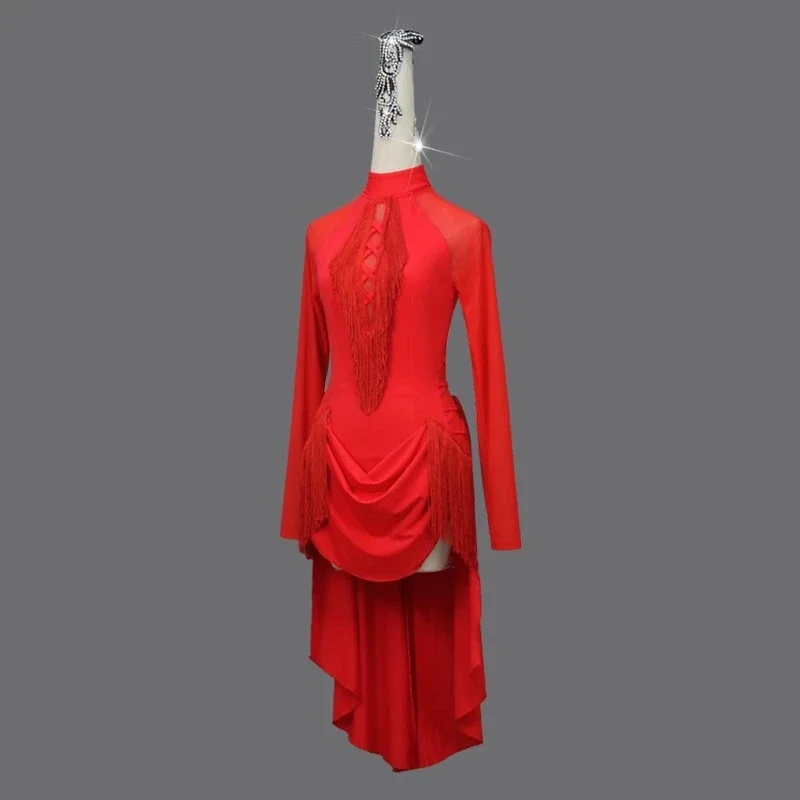 Robe de Concours Professionnel de brevLatine Rouge pour Femme, Jupe Courte Sans Bretelles Sexy, Vêtements de Pratique de Salle de Bal pour Fille, 2024