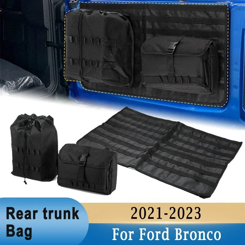 

Rear Door Tailgate Storage Bag Black Oxford Cloth Multi-Pocket Rear Trunk Cargo Tools Organizer for Ford Bronco 2021-2023