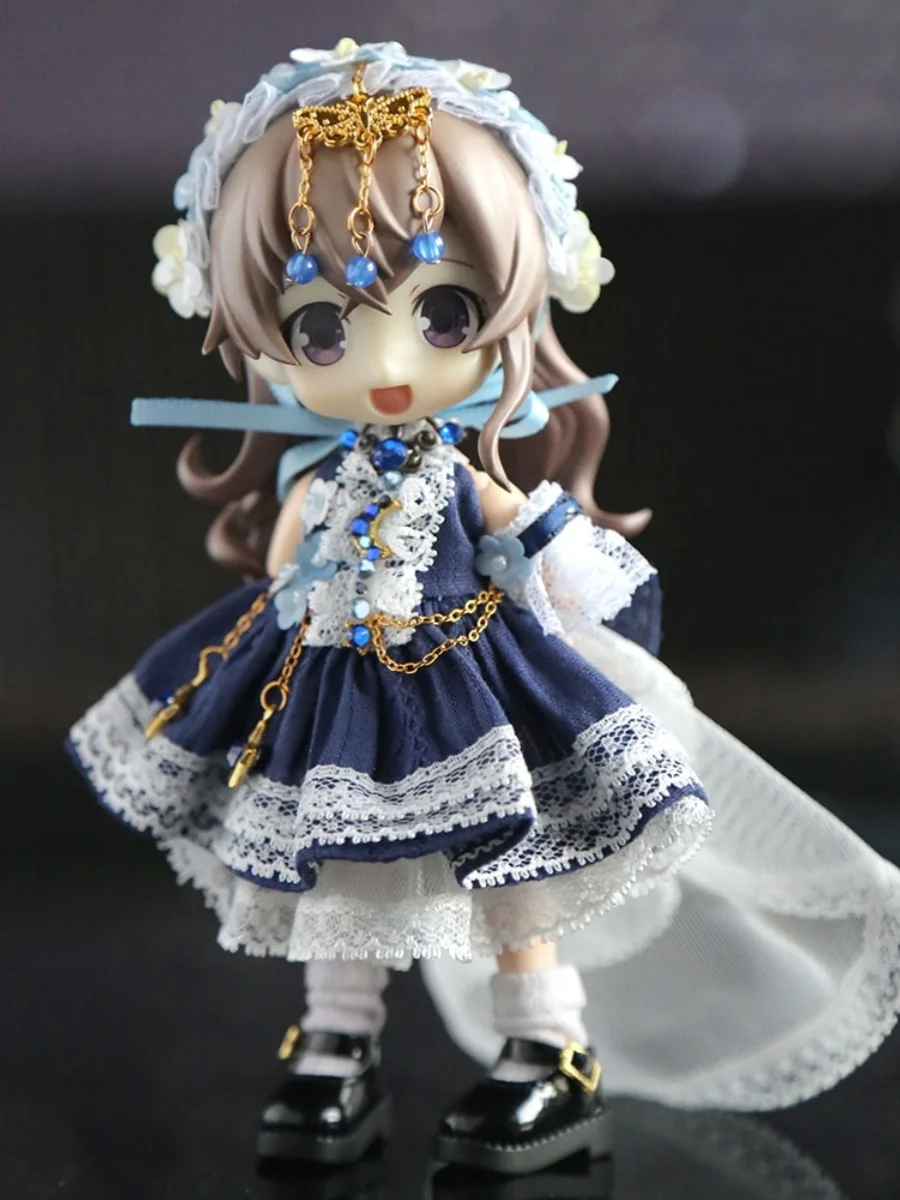 OB11 Doll Flowing Fairy Skirt Floor Dragging Princess Dress Doll Wedding dress For Ob11,Gsc,Obitsu 11,1/12bjd P10 P9 Dolls