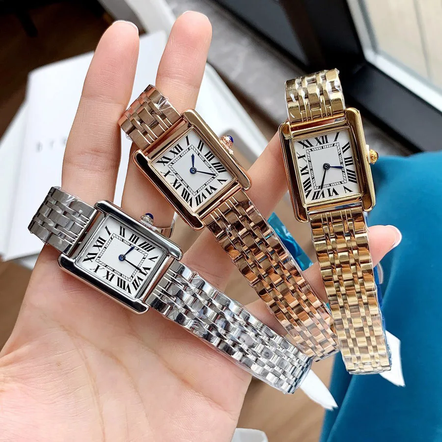 

2025 NEW Fashion Brand Wrist Watches Woman Girl Beautiful Rectangle 27mm Style Quartz Metal Band Luxury stainless steel Clock