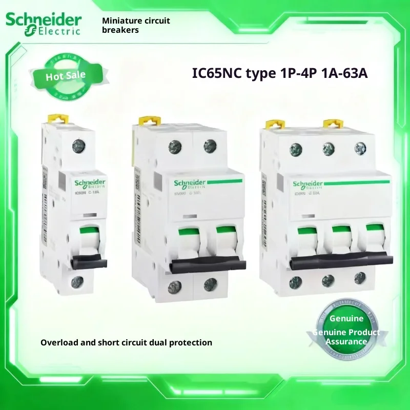 

Schneider Small Circuit Breaker Household Switch A9 Air Open IC65N1P2P3P4P C10A16A20A32A63a, Type C AC Circuit Breaker