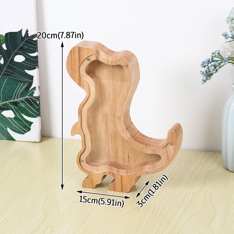 Children Wooden Animal Model Piggy Bank Puzzle Toys Dinosaur Cat Coins Saving Box Educational Toys Personalized Home Decor Craft