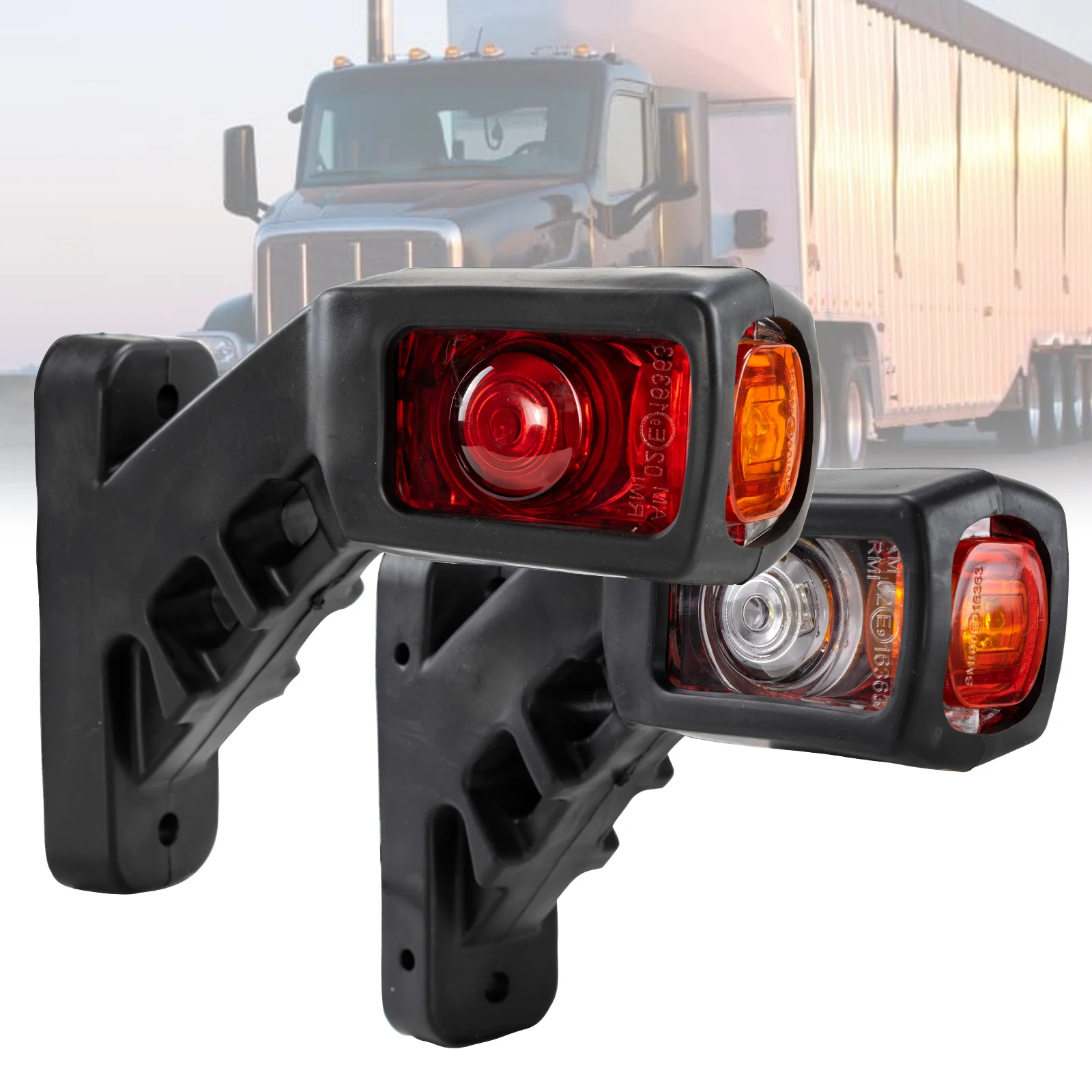 Stalk Side Marker Light 3 Face Rear Clearance External Signal Lamp 12-24V Universal For Trailer Van Auto Tractor Truck RV Lorry