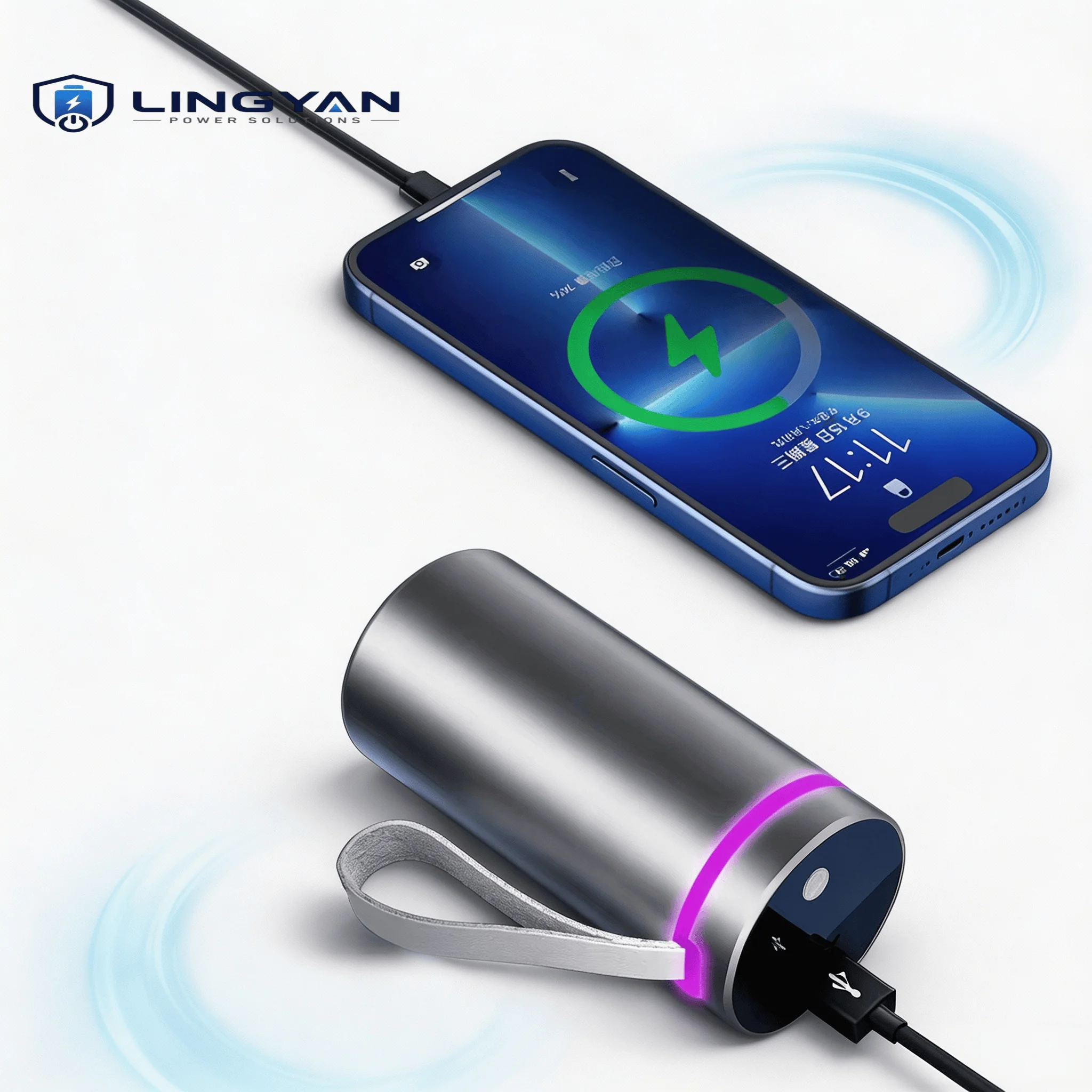 Removable DIY Power Bank Shell 22.5W Fast Charging With LED Display RGB‑Ring Portable Kit For Camping Outdoor Travel, No Battery