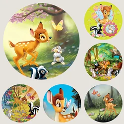 Disney Round Bambi Deer Backdrop Kids Birthday Photography Background Jungle Safari Circle Surface Banner Decoration Props