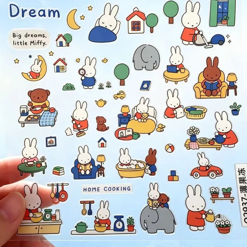 Miffy Bunny Cartoon Stickers Cute Rabbit Waterproof PVC Decals Kawaii Scrapbooking Journal Planner DIY Handmade Stationery Decor