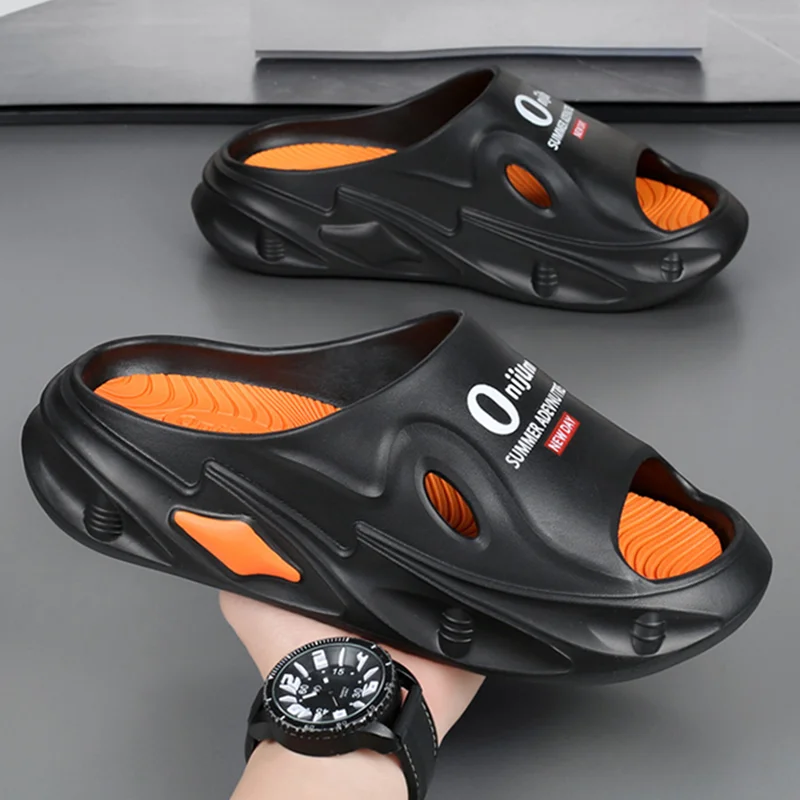 2024 Zomer Nieuwe Mannen Slippers Trend Mode Mannen Slippers Sport Sandalen Anti-Slip Deodorant Outdoor Strand Dikke Bodem Platform