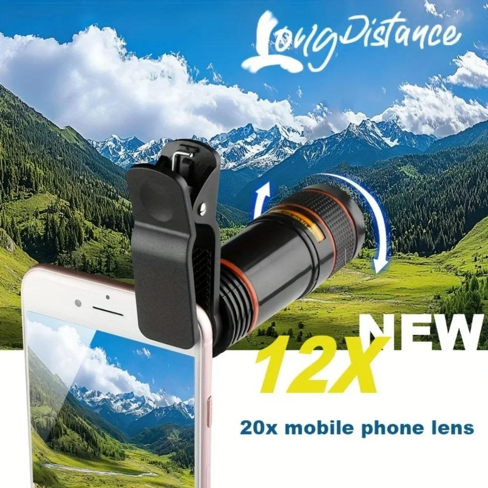 8x 12x High Magnification Mobile Phone Lens Telephoto Portable Universal Phone Lens For Live Broadcasting Sports Events Concerts