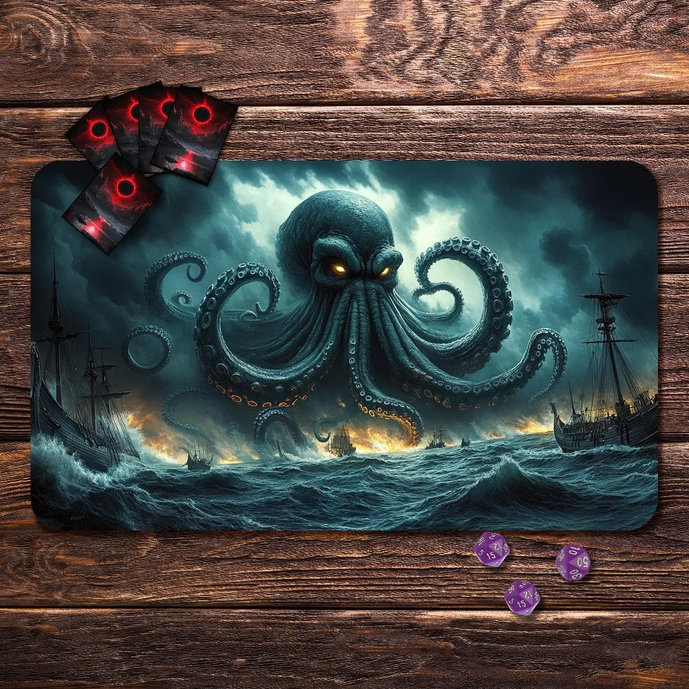 Cthulhu - Playmat for TCG,, Zones & Seam Options Large Gaming Desk Mat Decor Gift for Gamers Card Fans tapis de souris