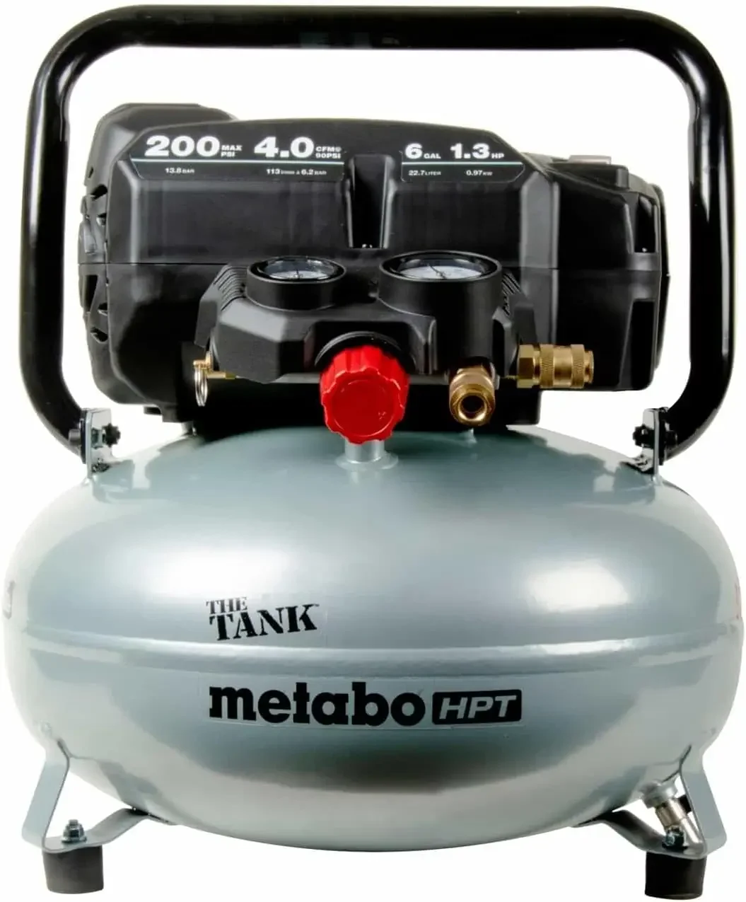 

Portable 6 Gallon Pancake Air Compressor by Metabo HPT, 200 PSI for Framing and Siding Applications