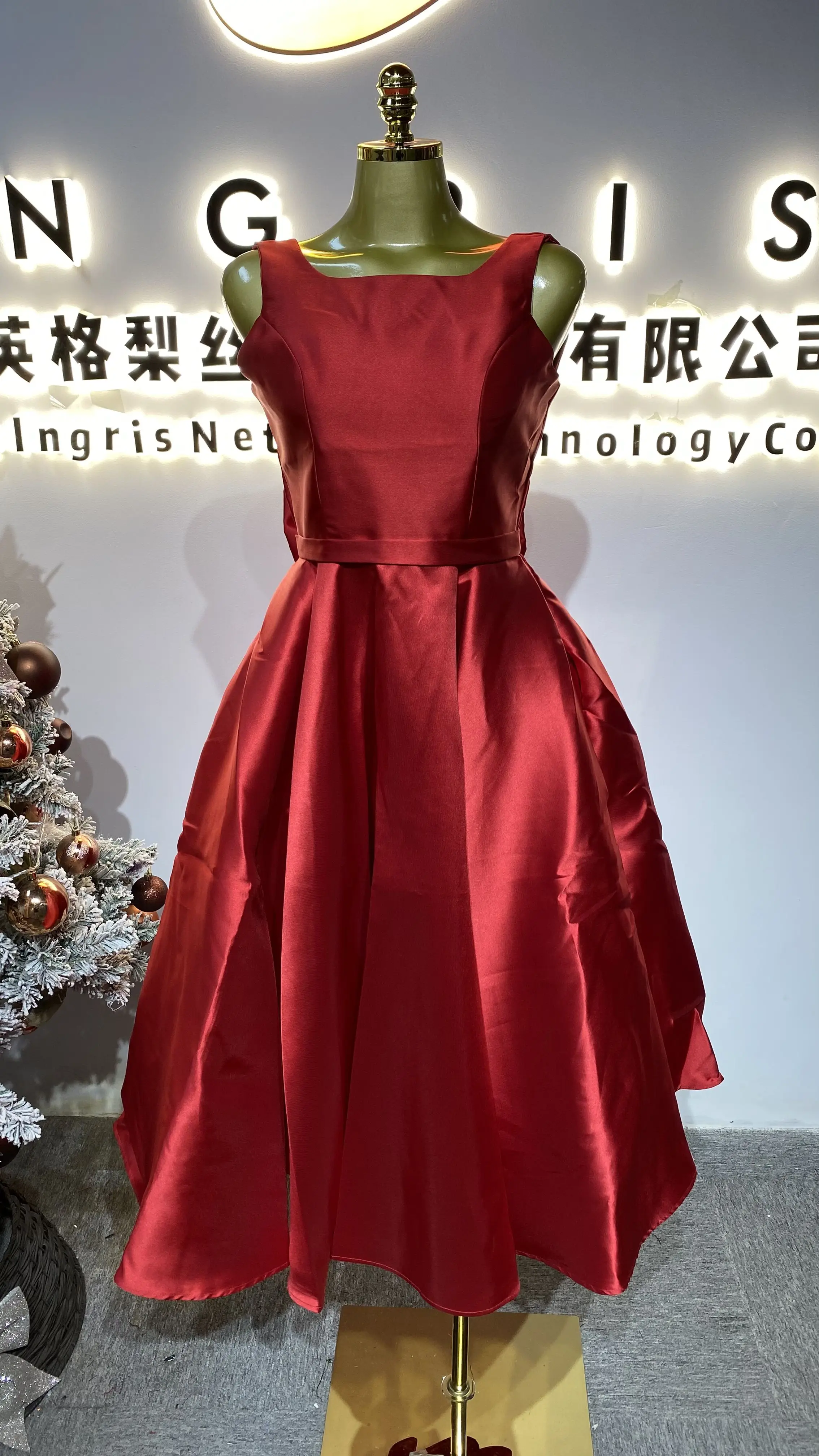 

New French design summer sleeveless backless bow 3D floral slim fit wide hem solid casual dress-GZXX406