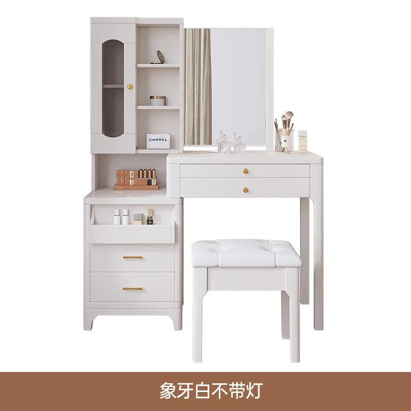 

Solid wood dresser desk integrated bedroom modern simple makeup table light luxury small apartment invisible mirror makeup table