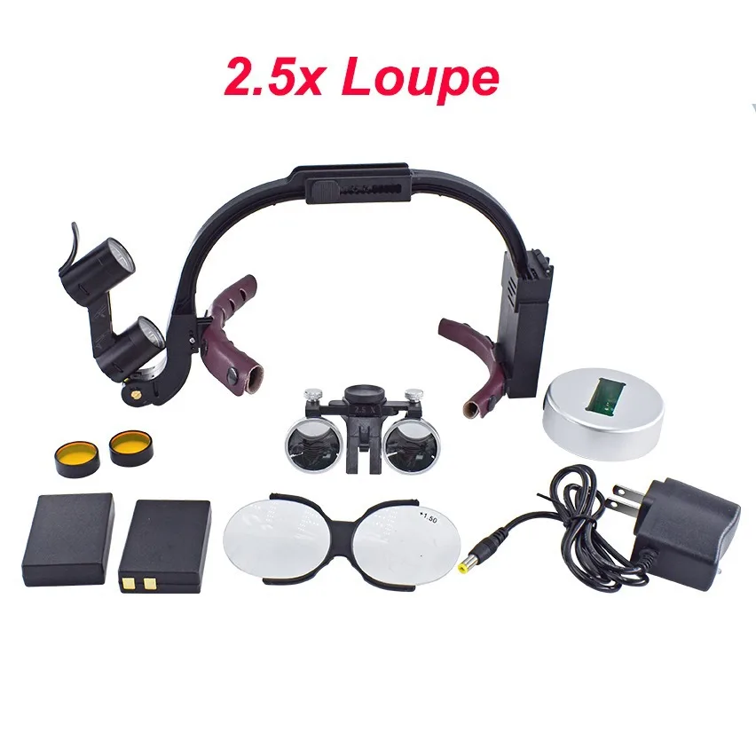Dental Glasses Surgeon Loupes With LED Wireless Headlight Loup Light Dental Binocular Headband Loupe 3.5X/2.5X