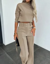 Spring Fashion Ladies Pant Suit Formal Women Office Casual Work Wear Blazer and Trouser Temperament Two Piece Set Women's Suit