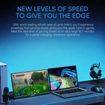 ARZOPA 16.1吋便攜式遊戲顯示器,144Hz刷新率,100% sRGB色域,1080P全高清IPS螢幕,可作為第二螢幕,適用於Switch、Xbox、PS5、筆記型電腦、Mac等設備,型號Z1FC 7 最佳銷售 便攜式螢幕顯示器 - №3