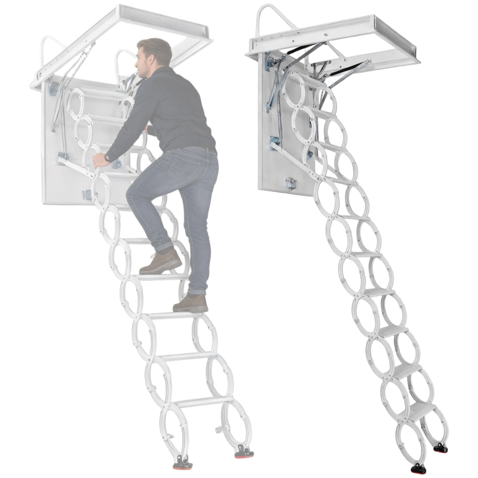 

Выдвижная чердачная лестница-стремянка для потолка, усиленная, грузоподъемность 300 кг, складная, для подвала