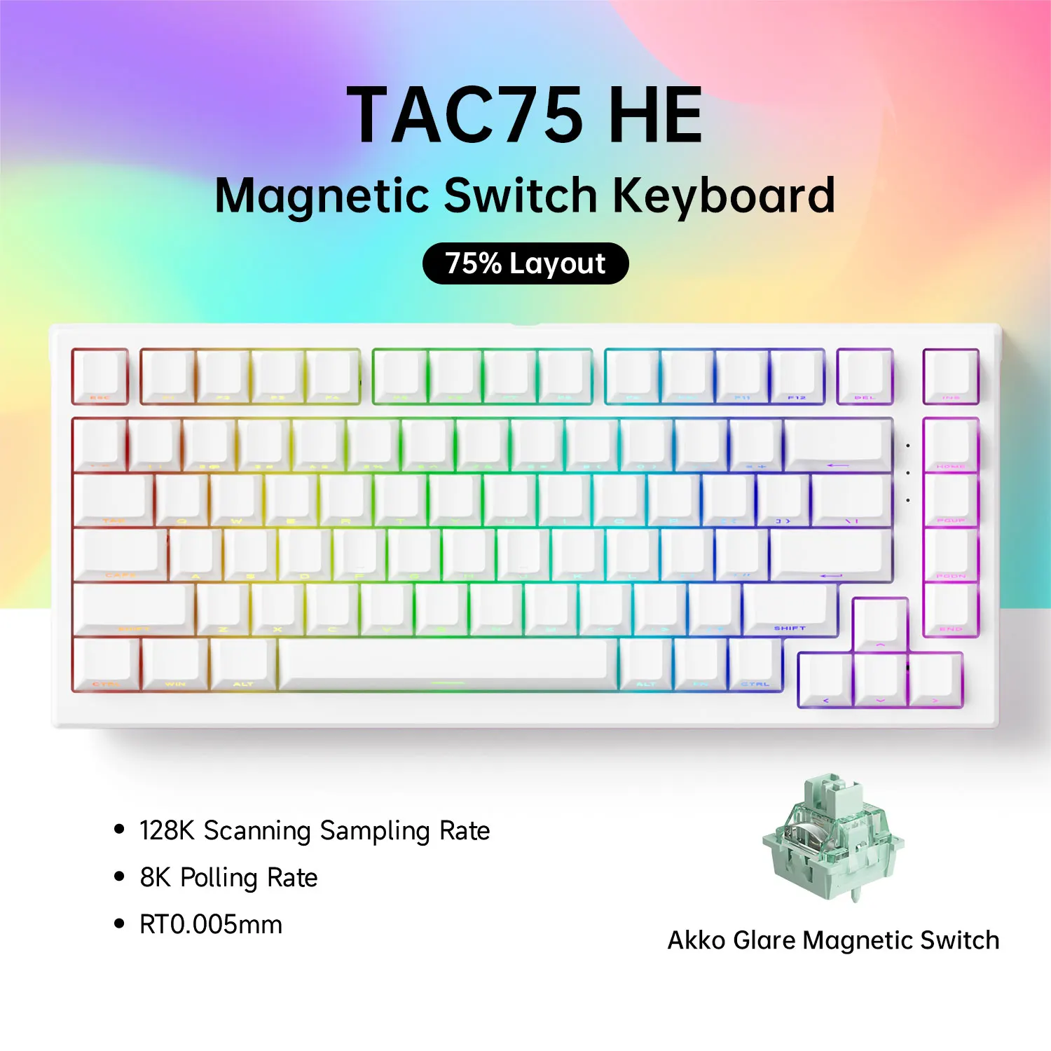 AKKO TAC75 HE Magnetisch schakelaartoetsenbord 75% gamingtoetsenborden Rapid Trigger 0,005 mm 8K RGB Bedraad Esports Aangepast toetsenbord voor gamer