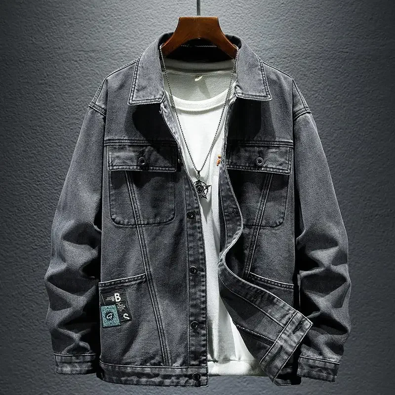 Denim Jackets Man High Quality New In Cowboy Coat for Men Autumn Winter Outerwear Branded Vintage Low Cost Outwear Price Elatic