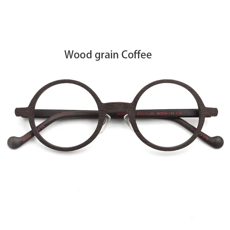 Eyeglass Frames Round Acetate Retro Wood Texture Japan Style Prescription Man Women\'s Glasses Frame Optical Lenses Eyewear