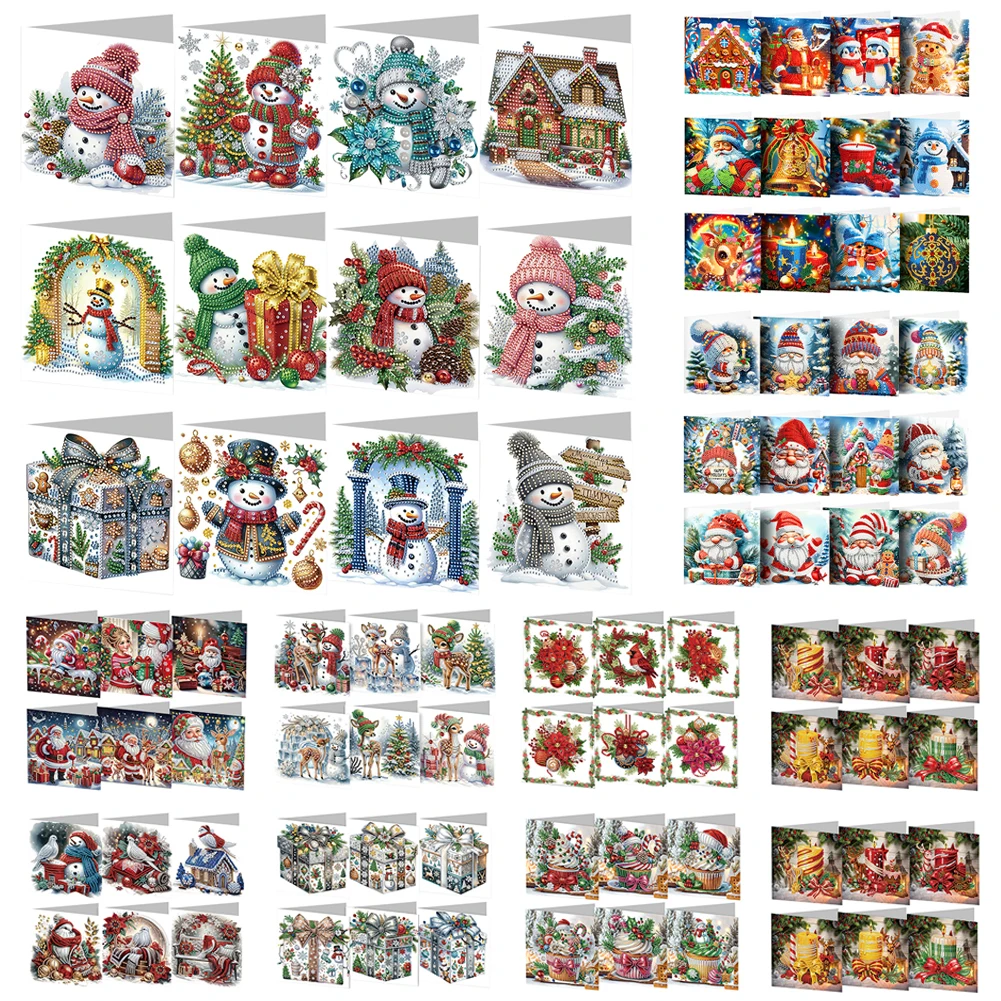 6/12pcs  DIY Diamond Painting New 2024 Christmas Card Festival Greeting Card Handmade Diamond Embroidery Painting Kits