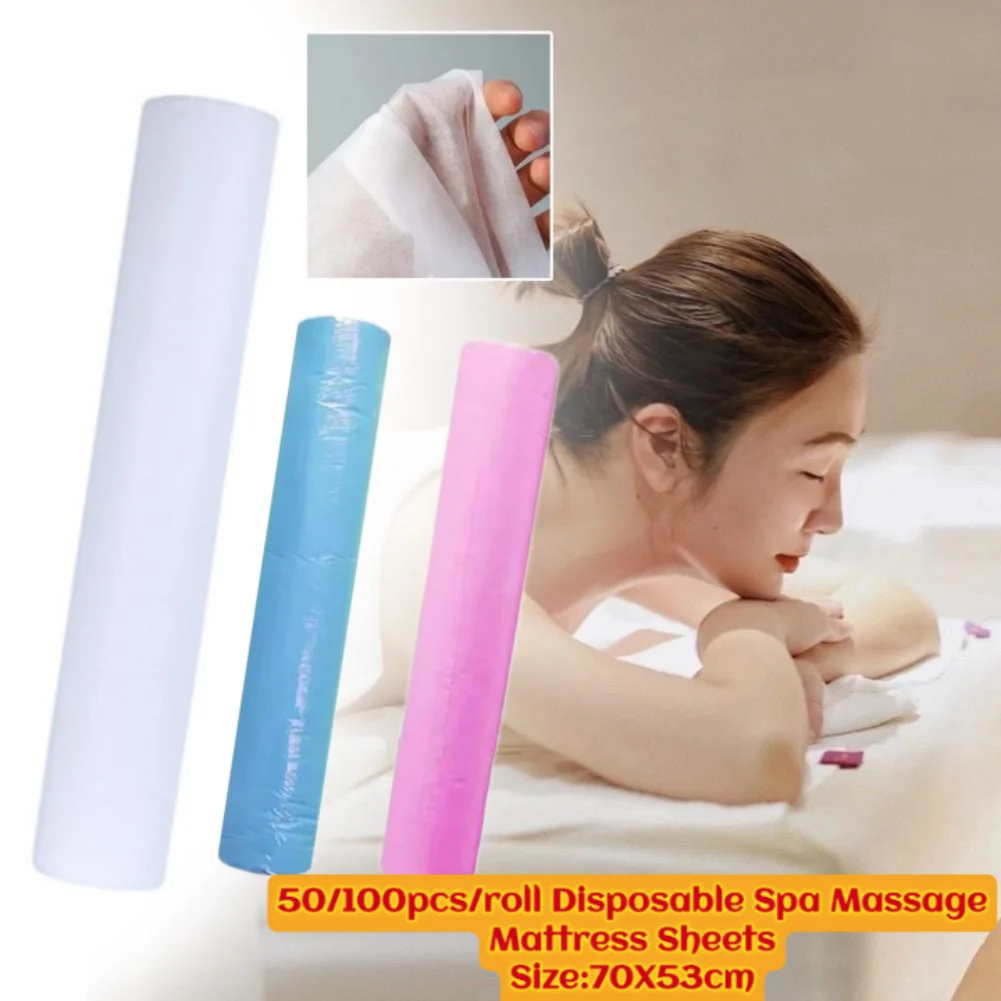 50/100PCS/Roll New Disposable Bed Sheets Bedroom Massage Table Sheet Beauty Salon Spa Non-woven Pillow Towel Tattoo Bath 70X53cm