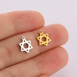 5pcs Jewish Bible Stainless Steel Hexagram Pendant Women Men Cutout Star of David Hexagon Choker Necklace Jewelry