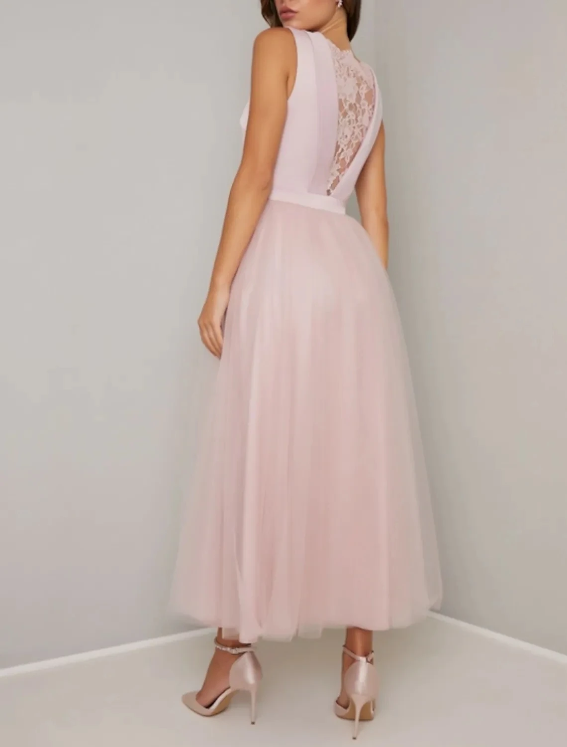 Abito rosa per la madre della sposa a-line 2025 Gioiello in pizzo sul retro alla caviglia Abiti da festa di nozze in tulle di raso Robe De Soiree