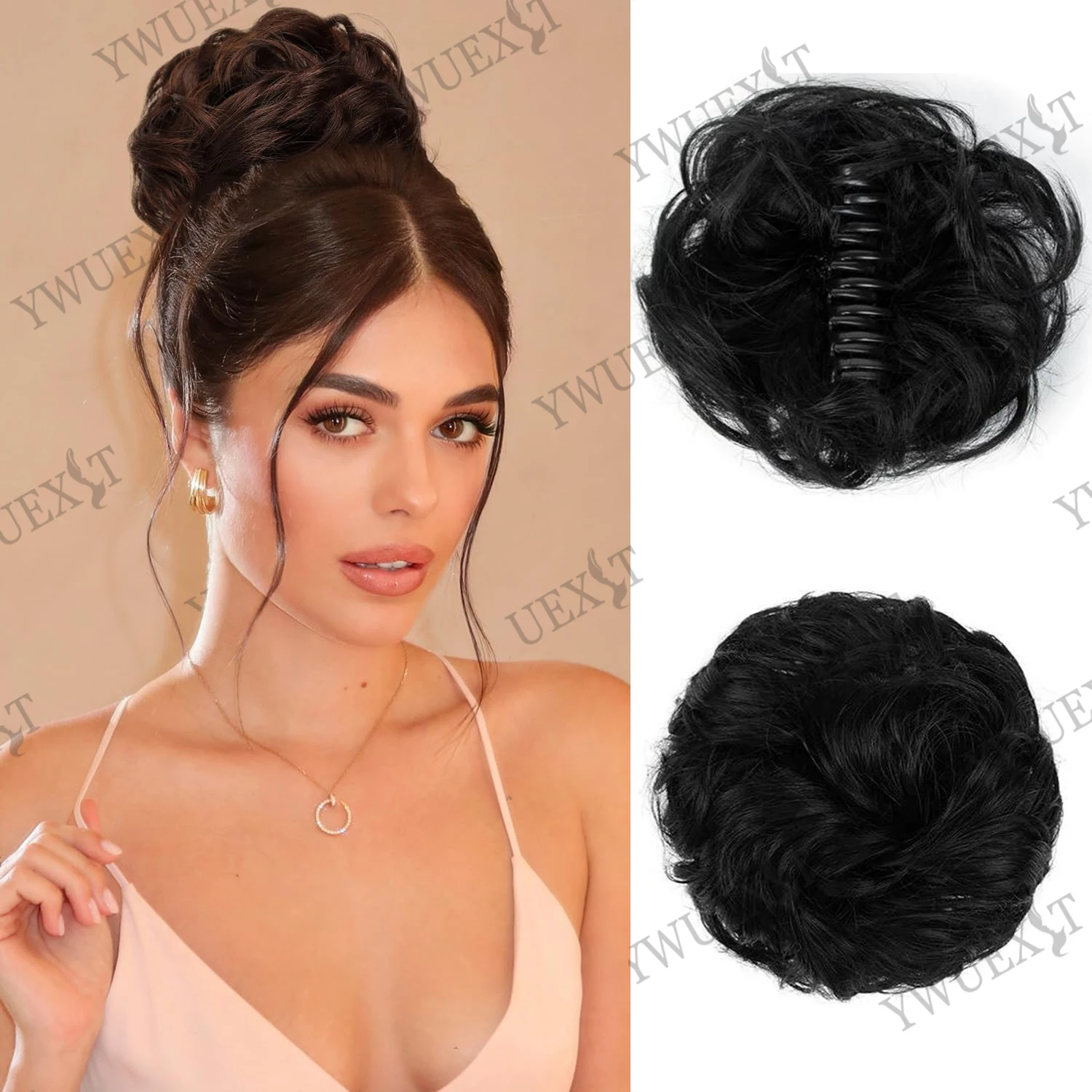 كعكة فوضوية مع مشبك مخلب الكعك الطبيعي مجعد هيربيسي ل Chignon ذيل حصان دونات أوبدو وصلات شعر ضخمة سريعة للنساء