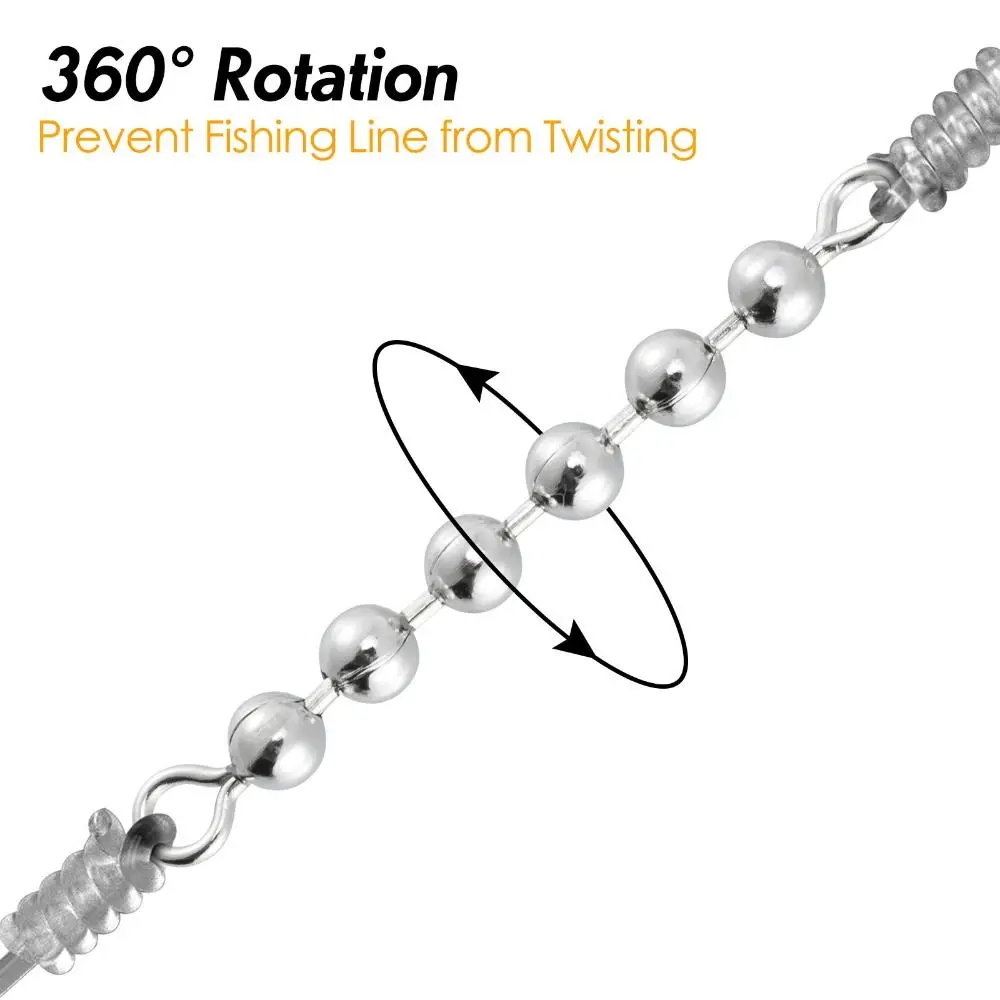 5pcs Bead Fishing Bead Chain Swivel Stainless Steel Not Easily Detached Fishing Rolling Bead Chain Connector Eight-figure Ring