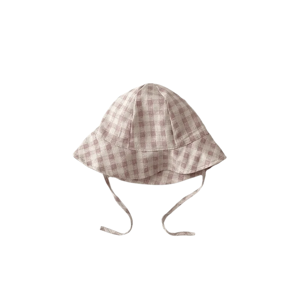 

Panama Bonnet Wide Brim Baby Bucket Hat Plaid Dot UV Protection Fisherman Cap Breathable Striped Sunhat Daily Wearing