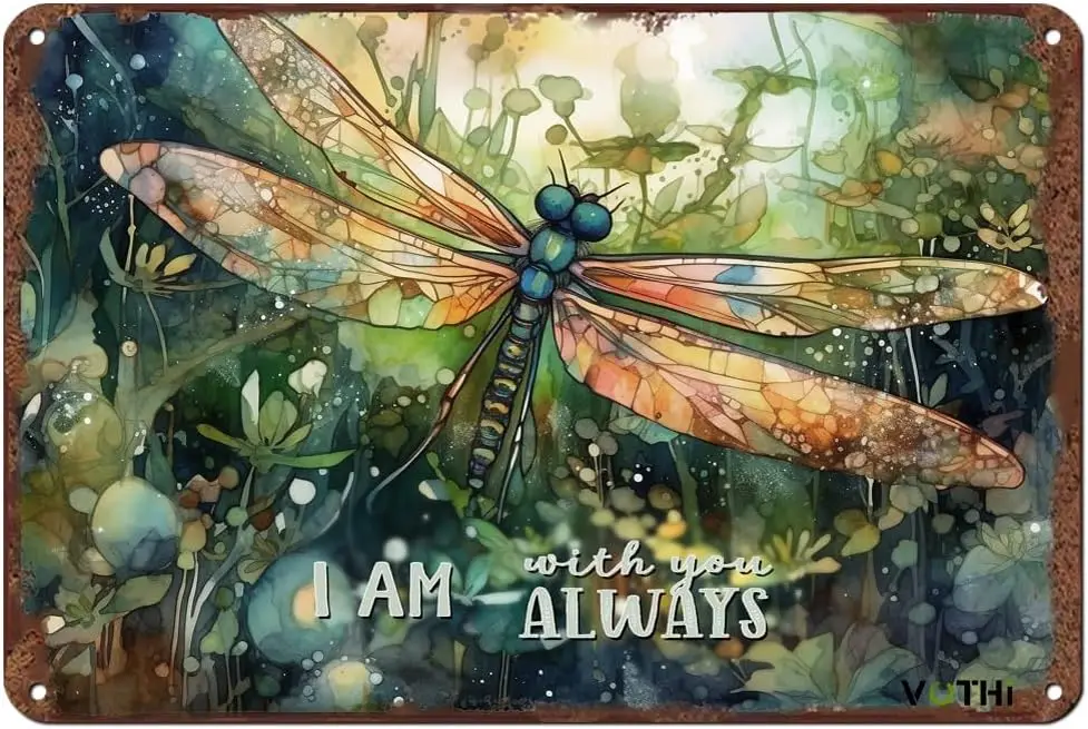Funny Dragonfly Sign,Dragonfly I Am Always With You,Dragonfly Gifts,Dragonfly Garden Wall Decor for Office Women,