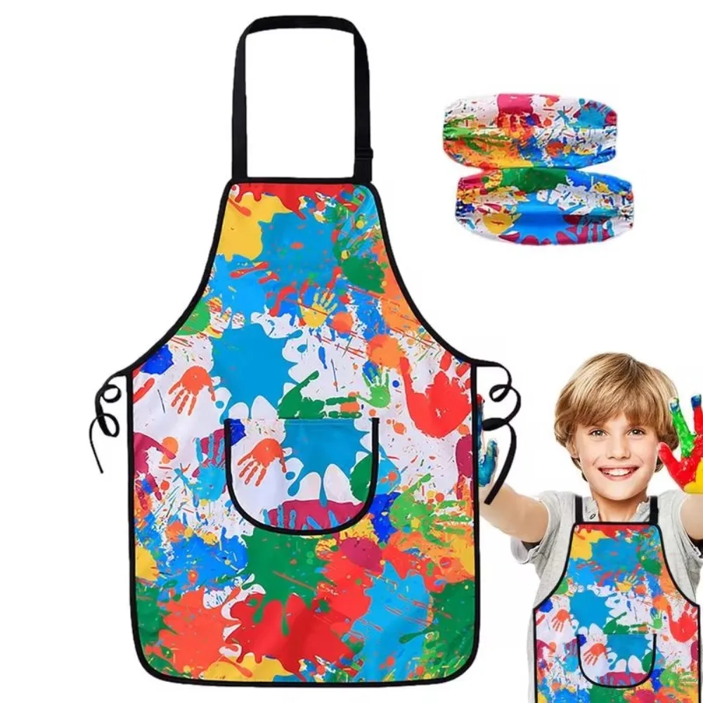 Children Painting Apron Sleevelet DIY Art Students Clothes Waterproof Kitchen Kindergarten Doodle Bib Apron Cleaning Tool