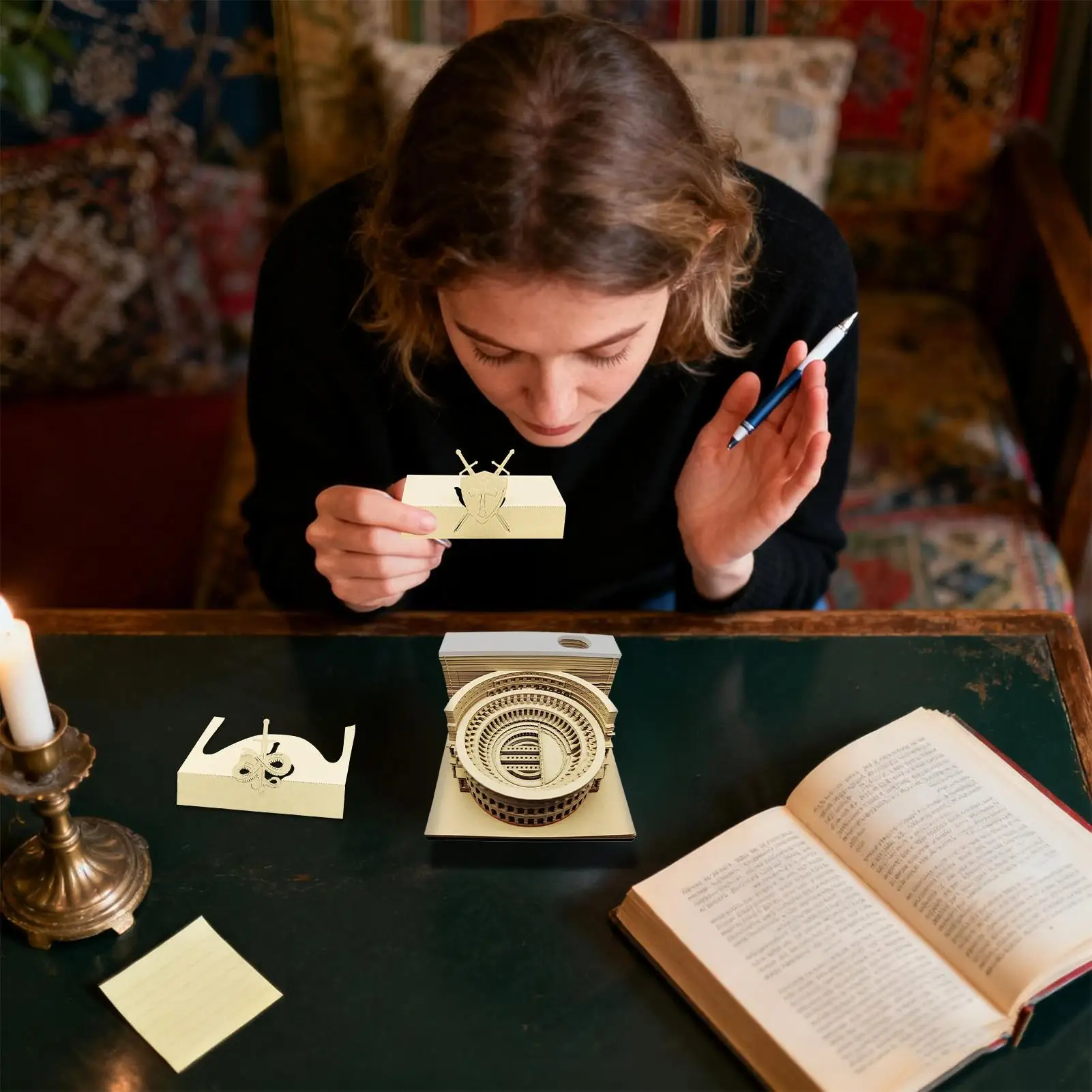 

3D Tear-Away Calendar 2026 Paper Carving Art Memo Pad Creative Desk Decor & Unique Gift for Office Home Christmas Thanksgiving