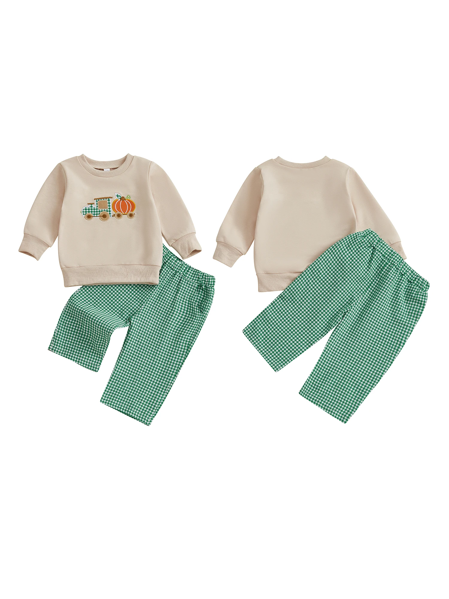 

Infant Boys Halloween Costume Set with Spooky Ghost Print Long Sleeve Top and Striped Pants for Trick-or-Treating Fun