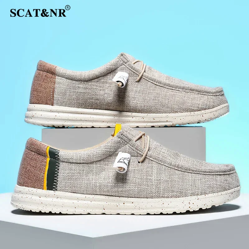 Men casual canvas shoes mens loafers breathable slip on flats male driving shoes plus size 48 walking shoes comfortable