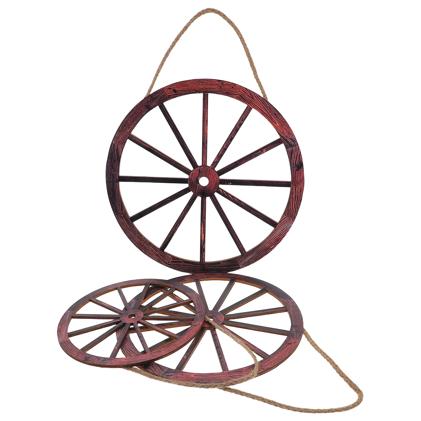 

3 Pcs Solid Wood Wall Vintage Decor Home Hanging Ornament Wooden Wheel Decorative DIY Party Garden Lawn