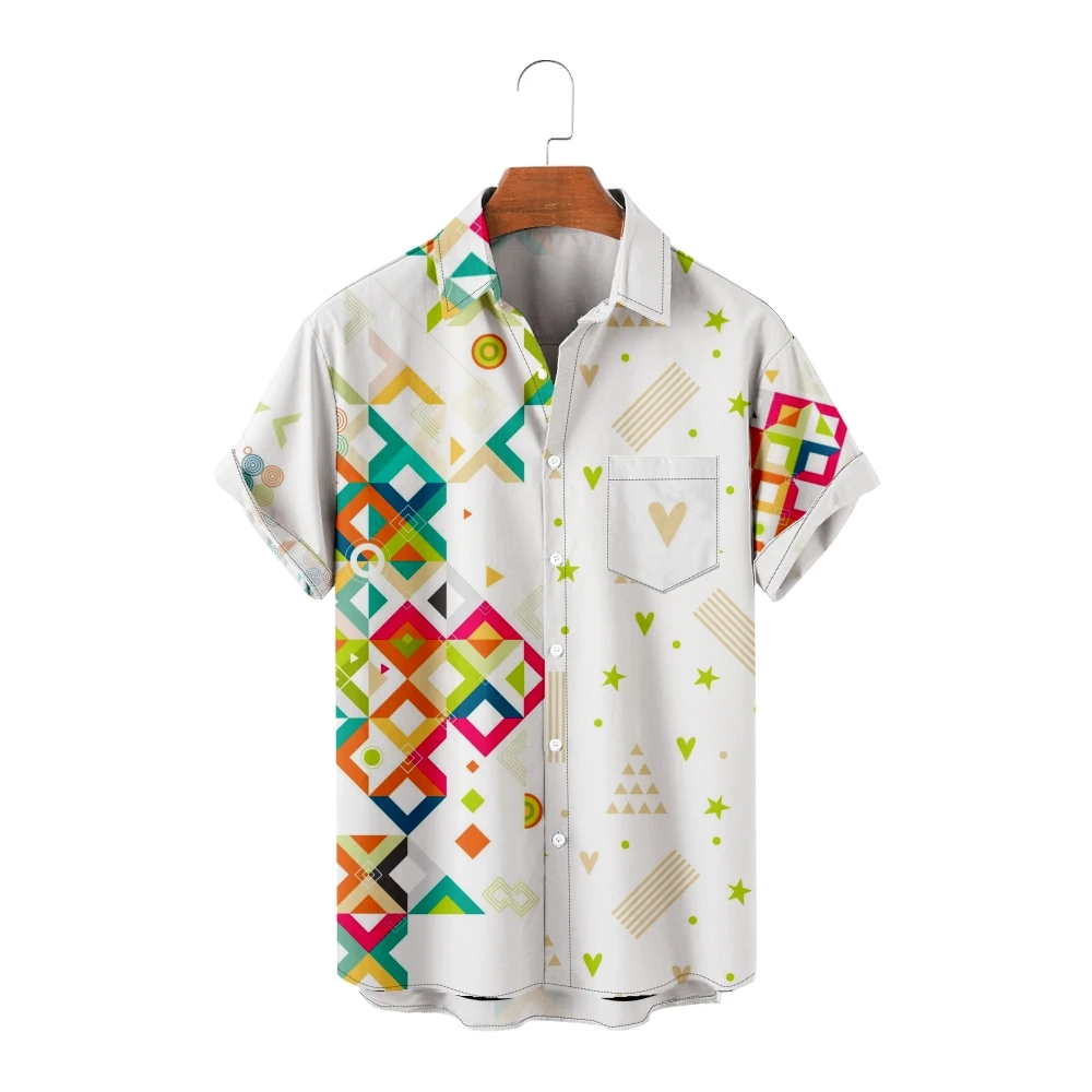 

Men's Casual Shirts Irregular graphic patterns Short Sleeve Shirts Cool Summer Tops Vintage Breathable