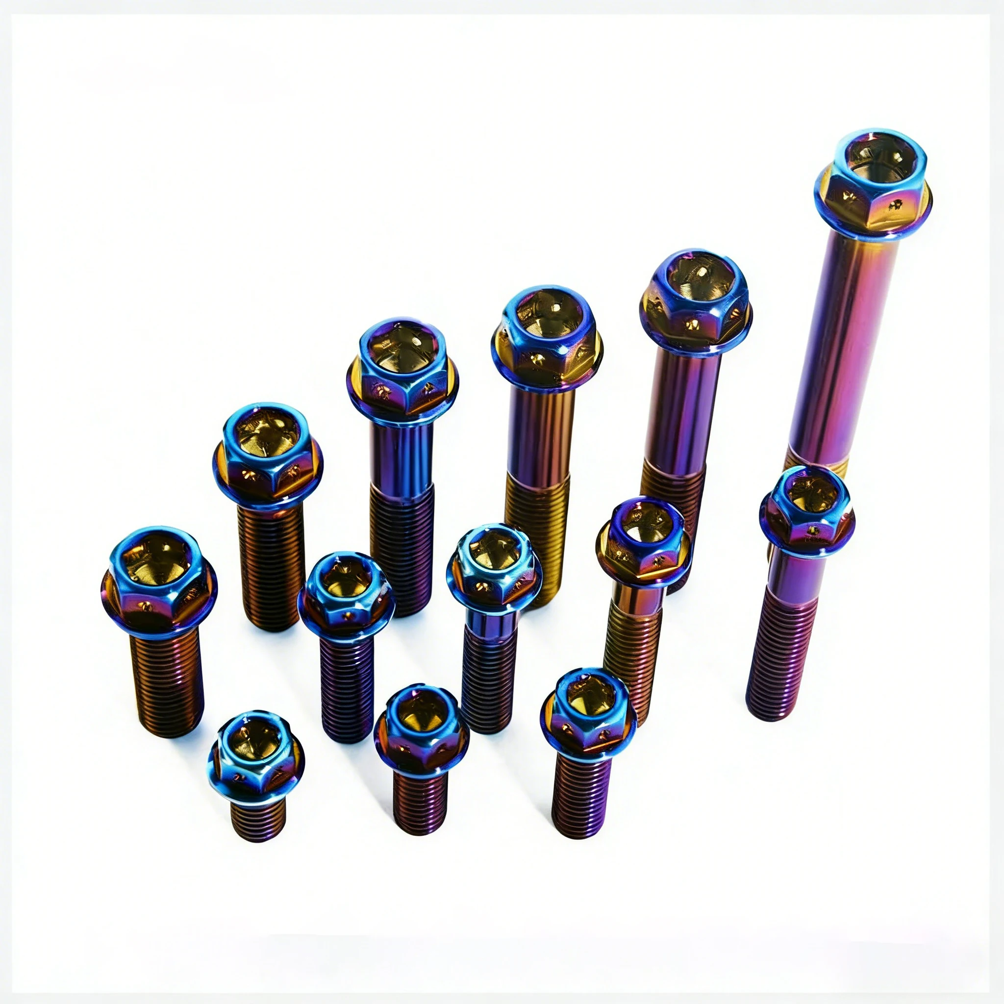 Blue Titanium Alloy Flange Head Screw M8/M10×15 20 25 30 35 40-75mm Hexagon Head  Hollow Motorcycle Modification Bolt Fastener
