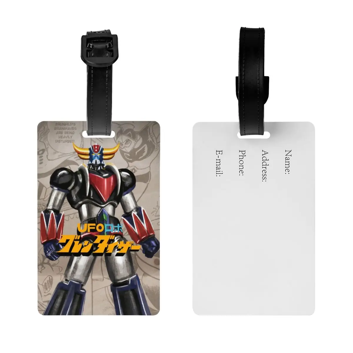 Custom Grendizer Anime Luggage Tag Privacy Protection UFO Robot Goldorak Baggage Tags Travel Bag Labels Suitcase