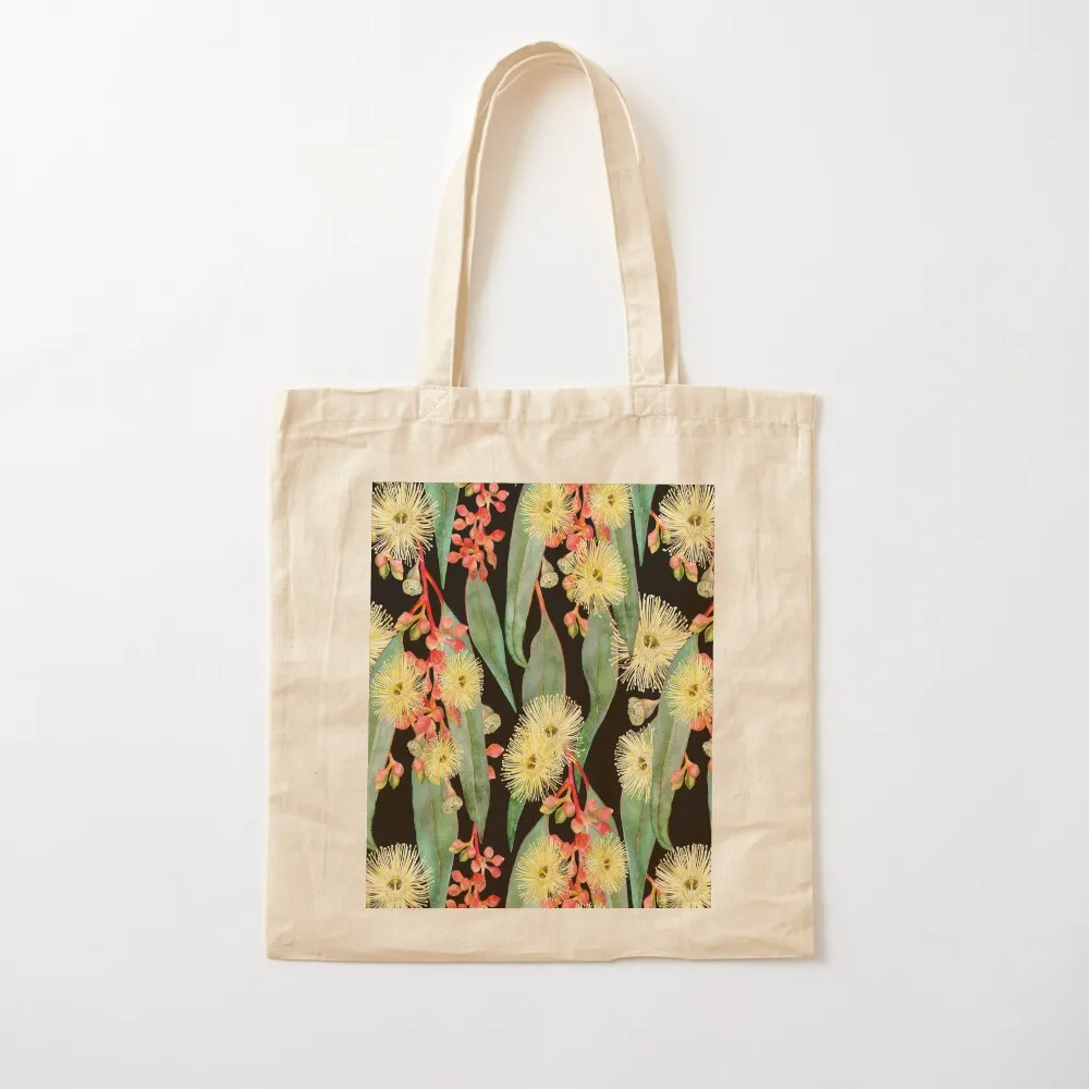 Bush Gum Floral Blooms - Elegant Black Tote Bag Cloth bags tote bag canvas tote bags men