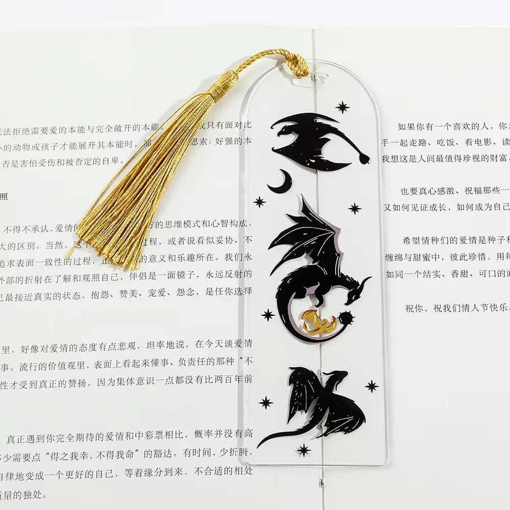 Anime Black Dragon Bookmarks Collection Gift for Book Lovers Acrylic Book Mark for Men Women Teacher Friend Kid Marker Reading