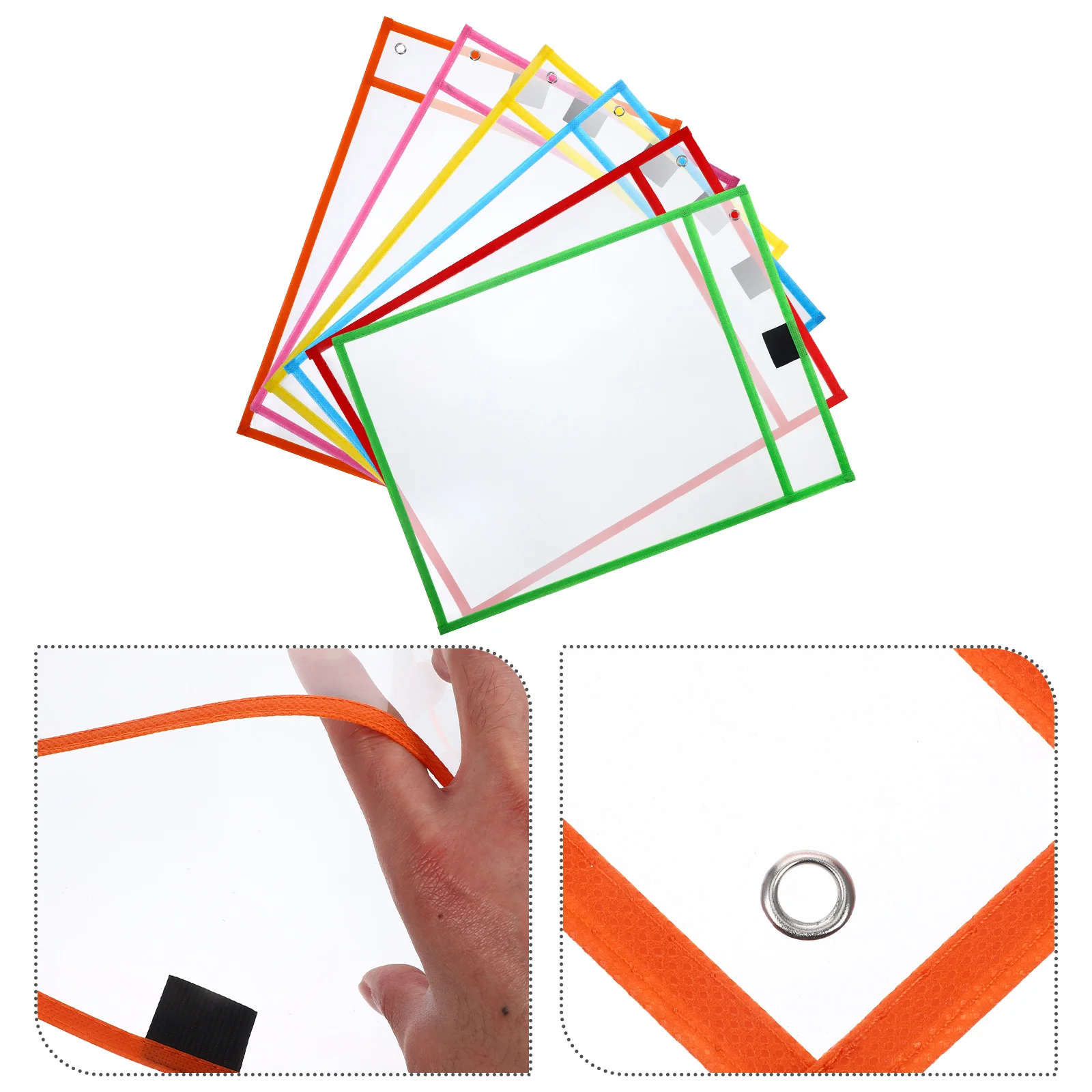 6Pcs Sheet Protectors Clear Design Paper Cover Loose Leaf Protector Paper File Protect Bag(Random Color)