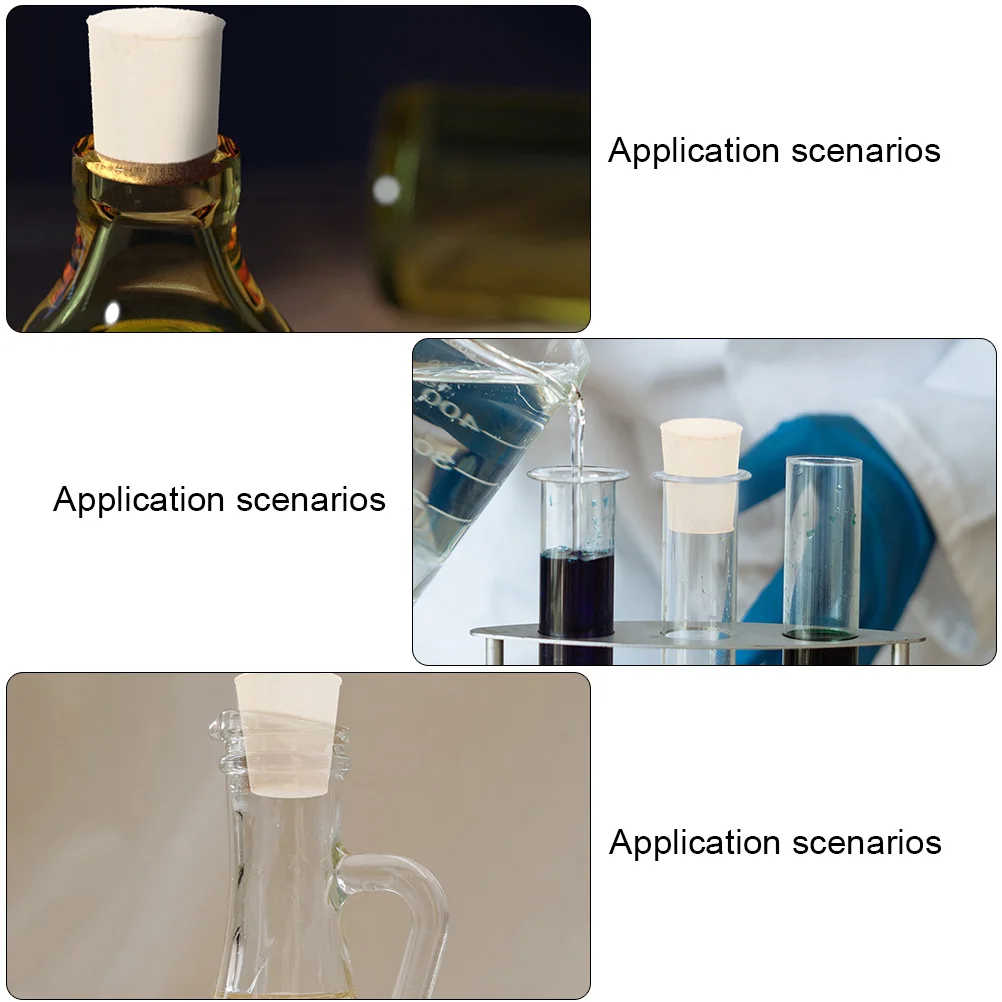 

50pcs Rubber Sealing Plugs High Temp Resistant Test Tube Solid Rubber Stopper Vacuum Lab Bottle Teaching Equipment