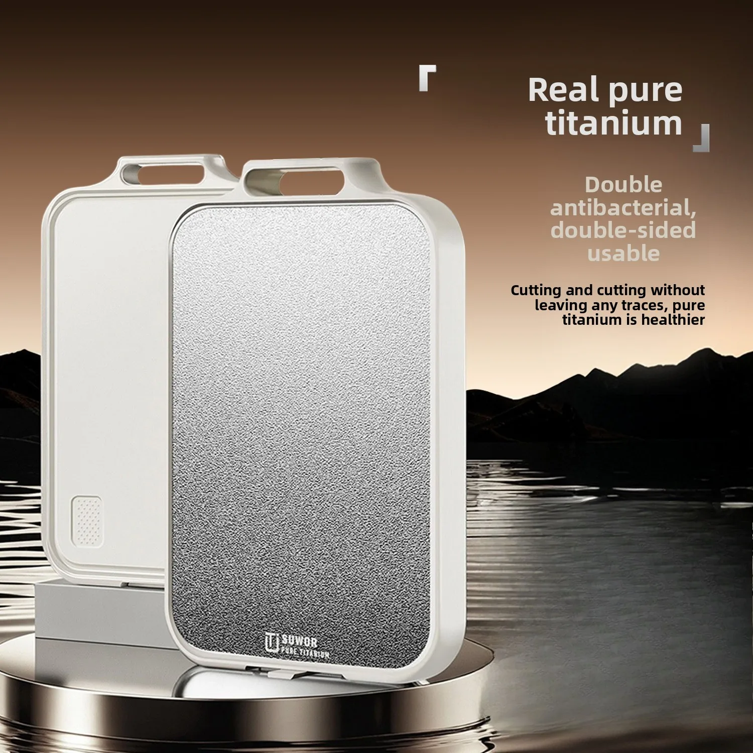 Pure Titanium Double-Sided Cutting Board Anti-Mold Kitchen Antibacterial Stainless Steel Chopping Board