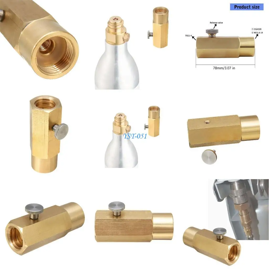 

E15A Universal CO2 Converter Valves Brass Construction Long Nozzle Carbonation Valves For Homes & Commercial Beverage Dispensing