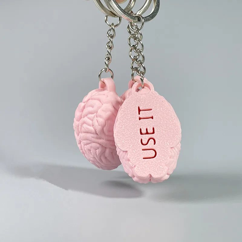 3D Printed Pink Funny Brain Keychain, Cute Bag Pendant, New Versatile Pendant, Cross-Border Mini Accessory