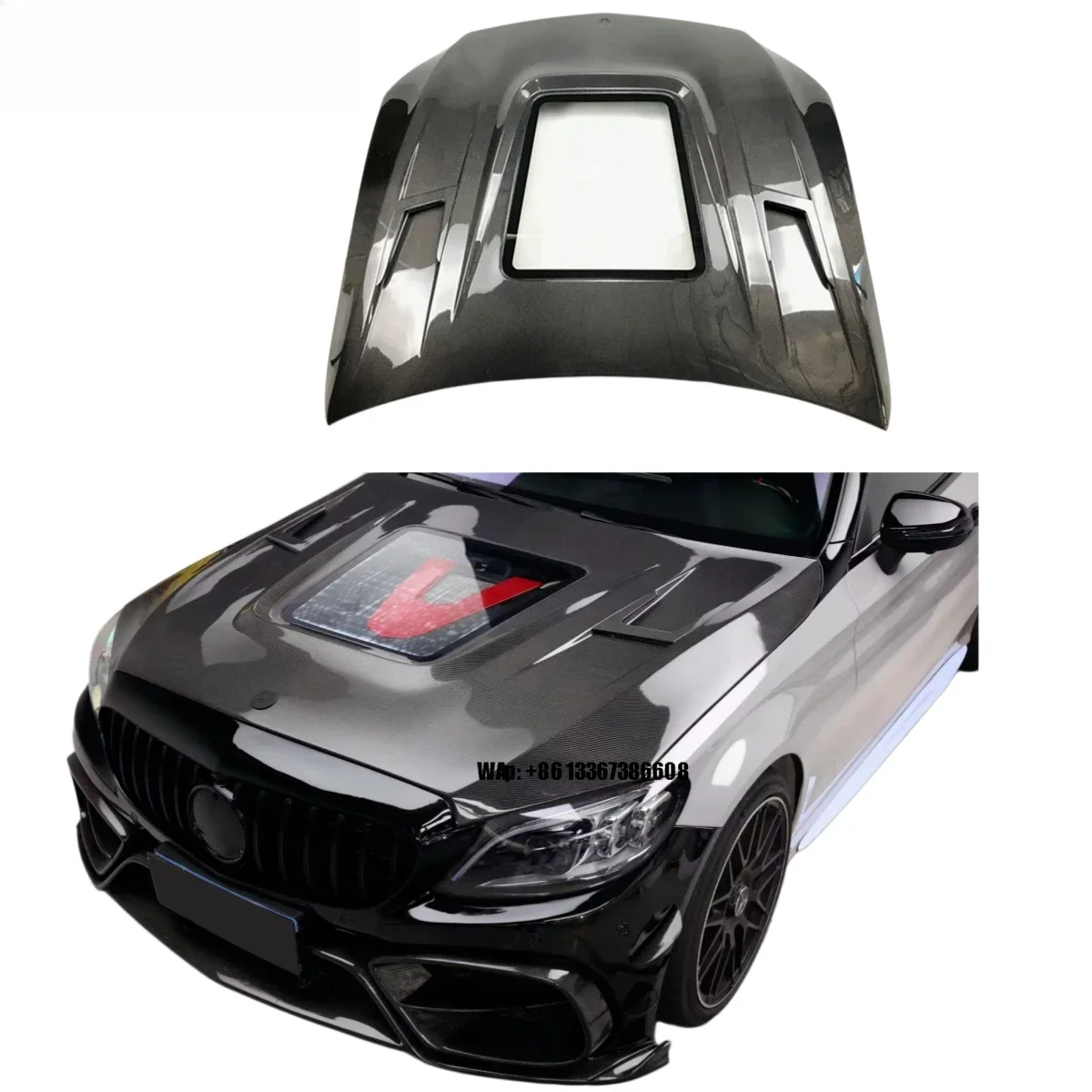 

High Quality New Carbon Fiber Bolt-On Engine Hood for C-Class W205t Includes Bolts